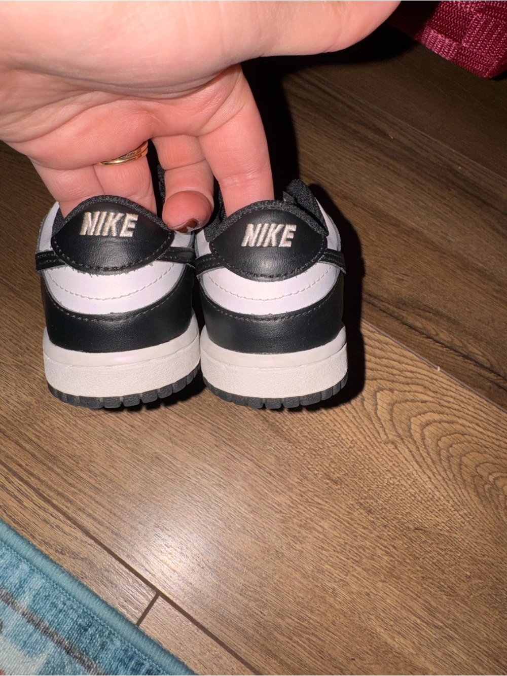 Nike Kids Black and White Low-Top Sneakers with Logo